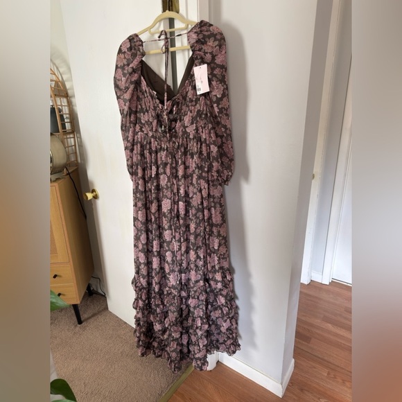 V. Chapman Carmella Dress in Chocolate Peony Print - Picture 7 of 11